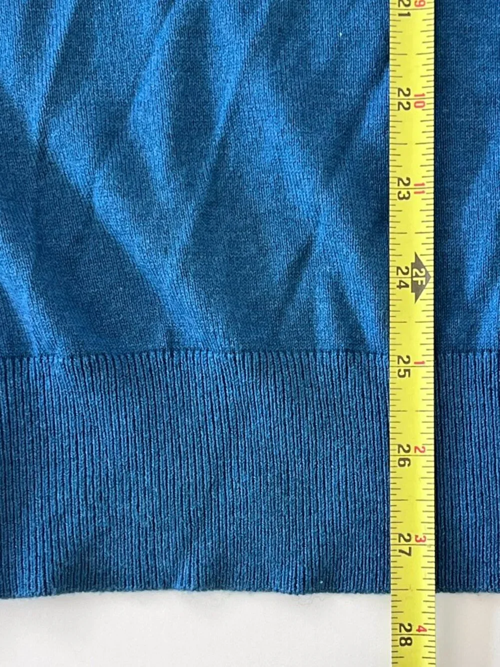Banana Republic Silk Cotton Cashmere Blend V-Neck Sweater Turquoise Blue Large